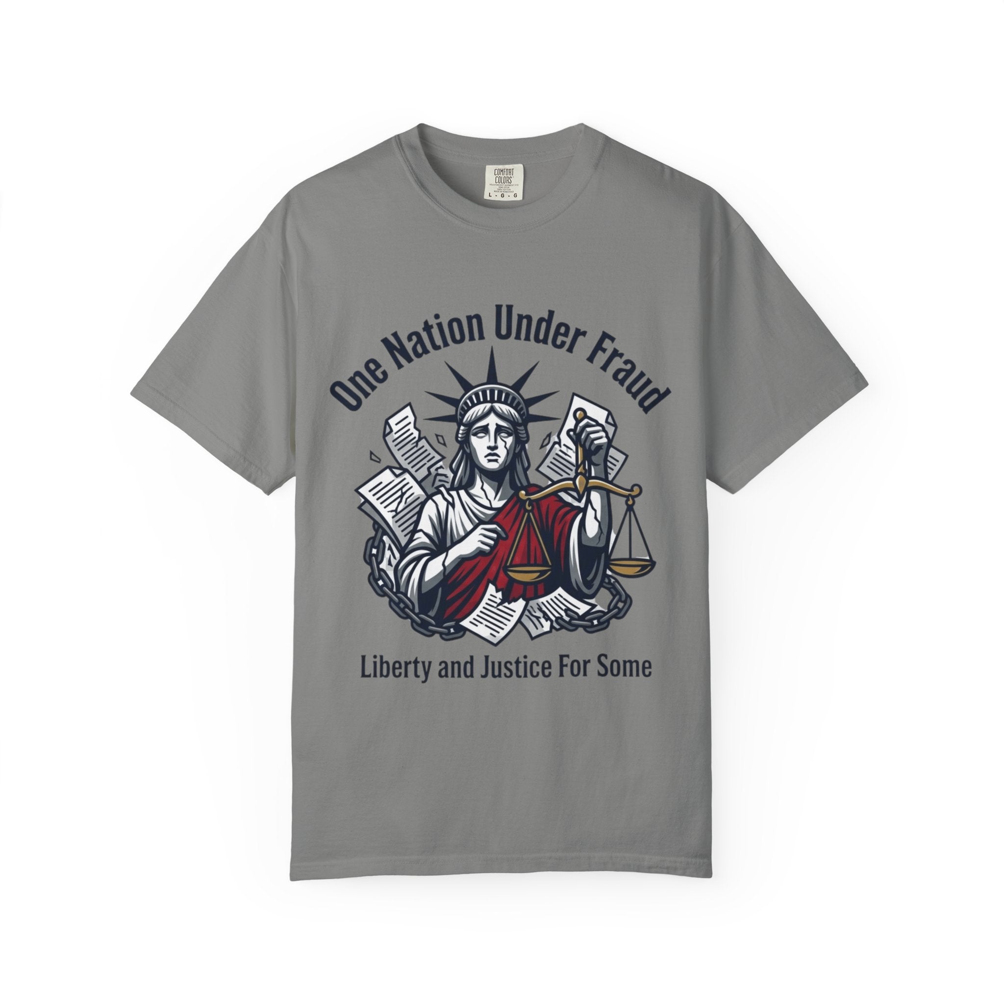 "One Nation Under Fraud" Unisex Garment-Dyed T-shirt