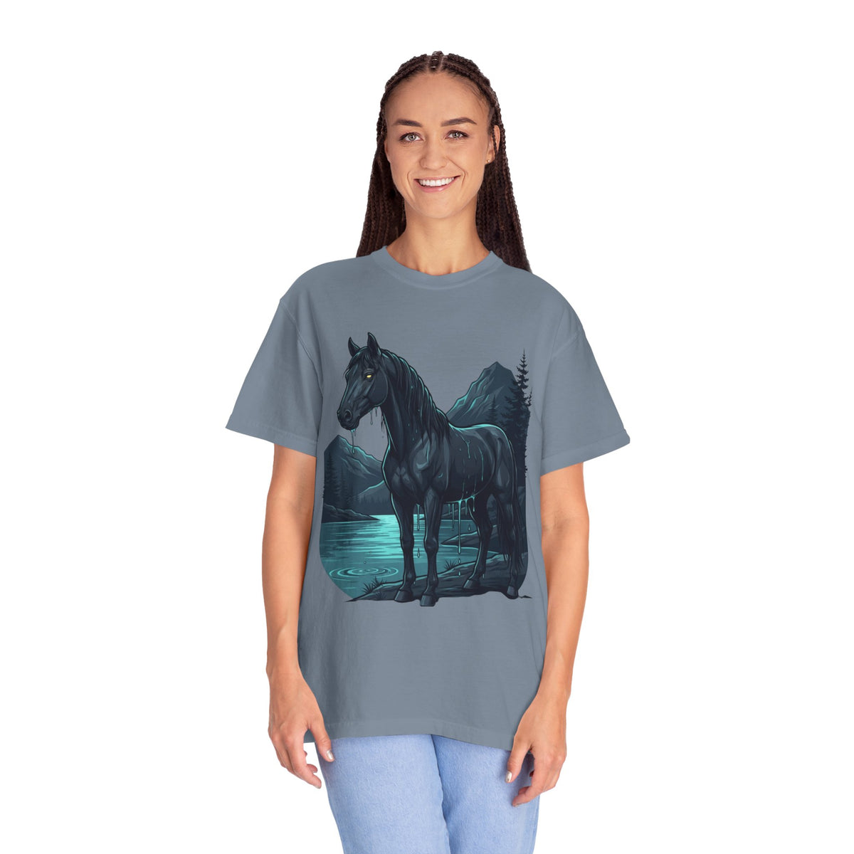 Color: Blue Jean | Kelpie (Scottish Folklore) Unisex Garment-Dyed Tee