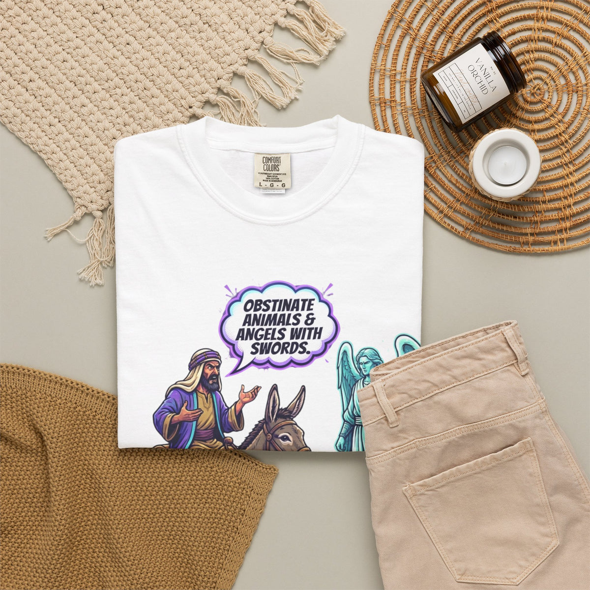 Good Book Series Obstinate Animals & Angels With Swords Unisex Garment-Dyed Tee