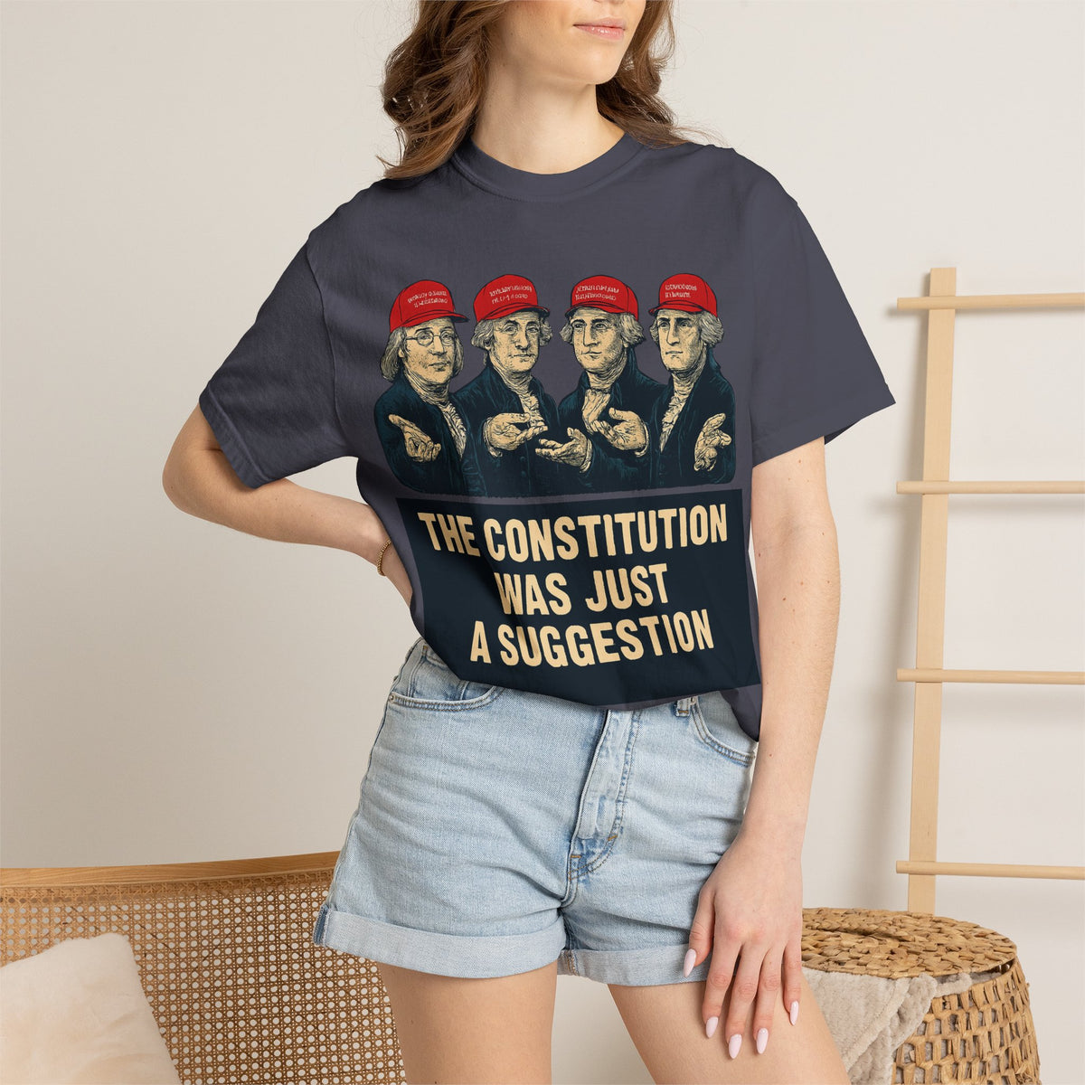 Color: Navy | The Constitution Was Just a Suggestion Unisex Garment-Dyed T-shirt