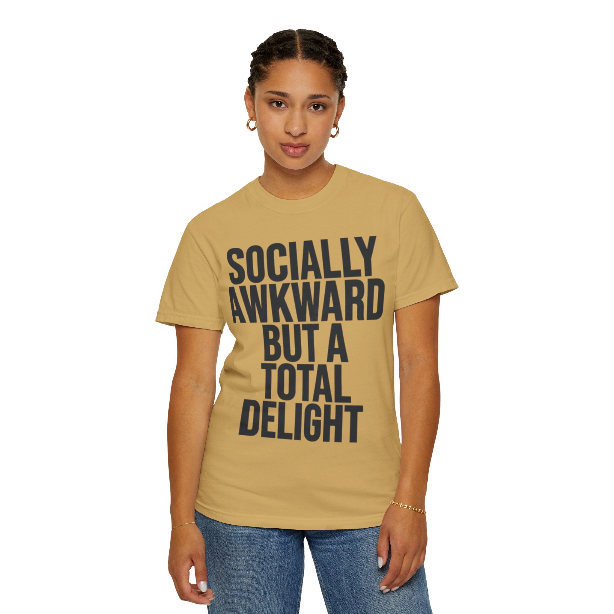 "Socially Awkward But A Total Delight" Unisex Garment-Dyed Tee