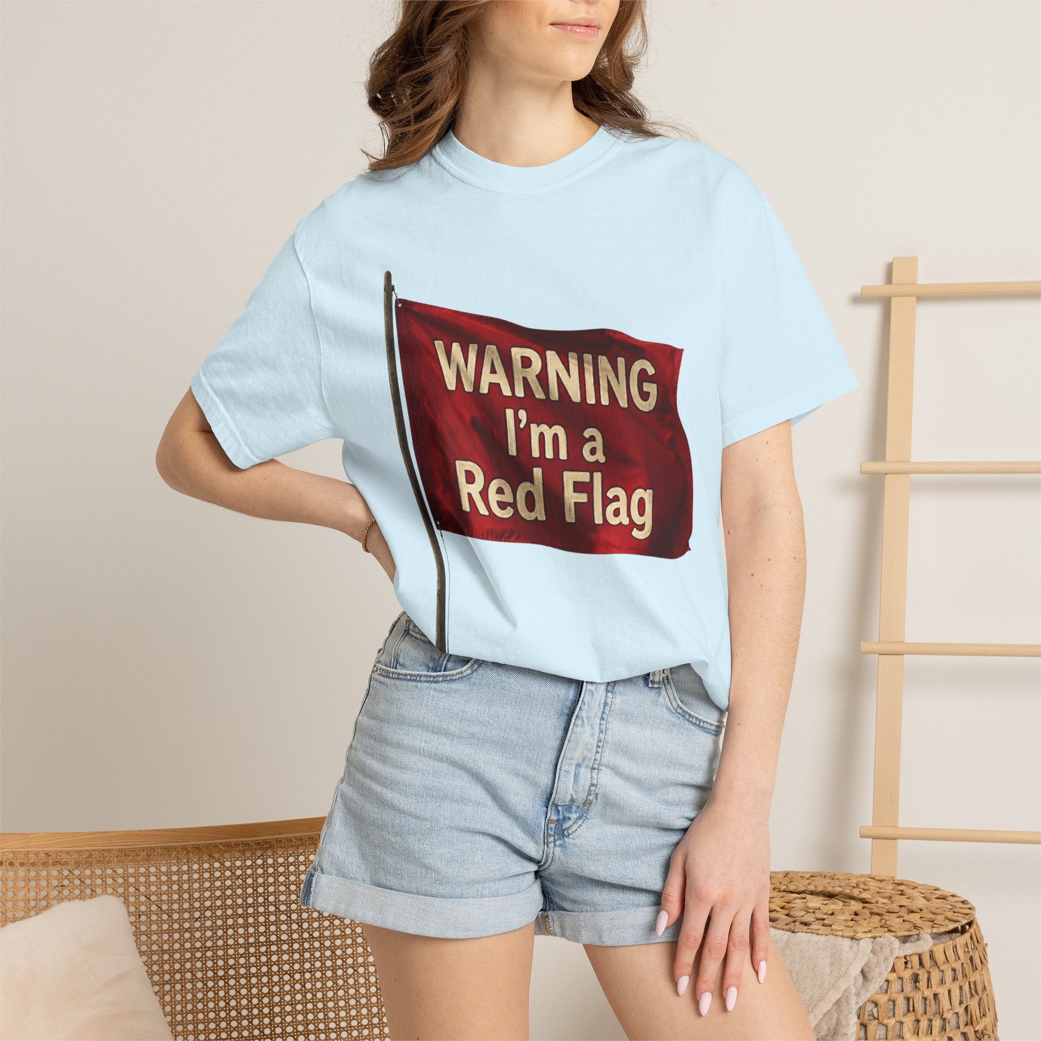 "Warning I'm A Red Flag" Unisex Garment-Dyed Tee