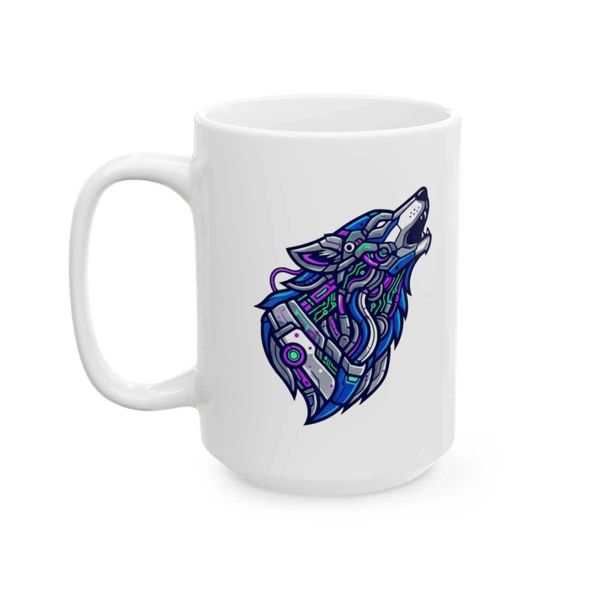 "Cyber Wolf" White Ceramic Mug