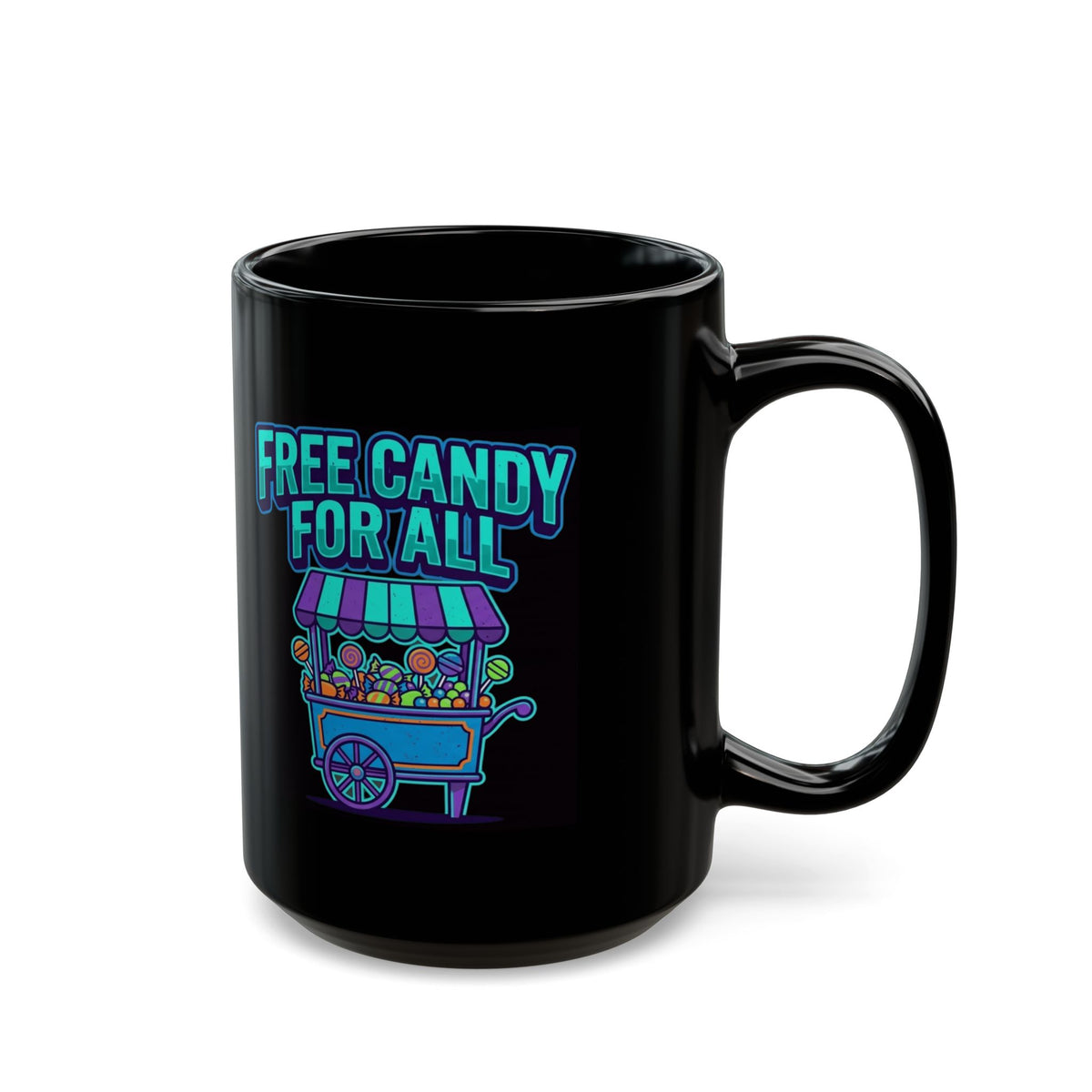 "Free Candy For All" Black Ceramic Mug
