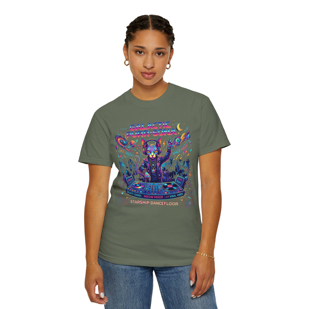 "Galactic Purr-Sona" Unisex Garment-Dyed Tee