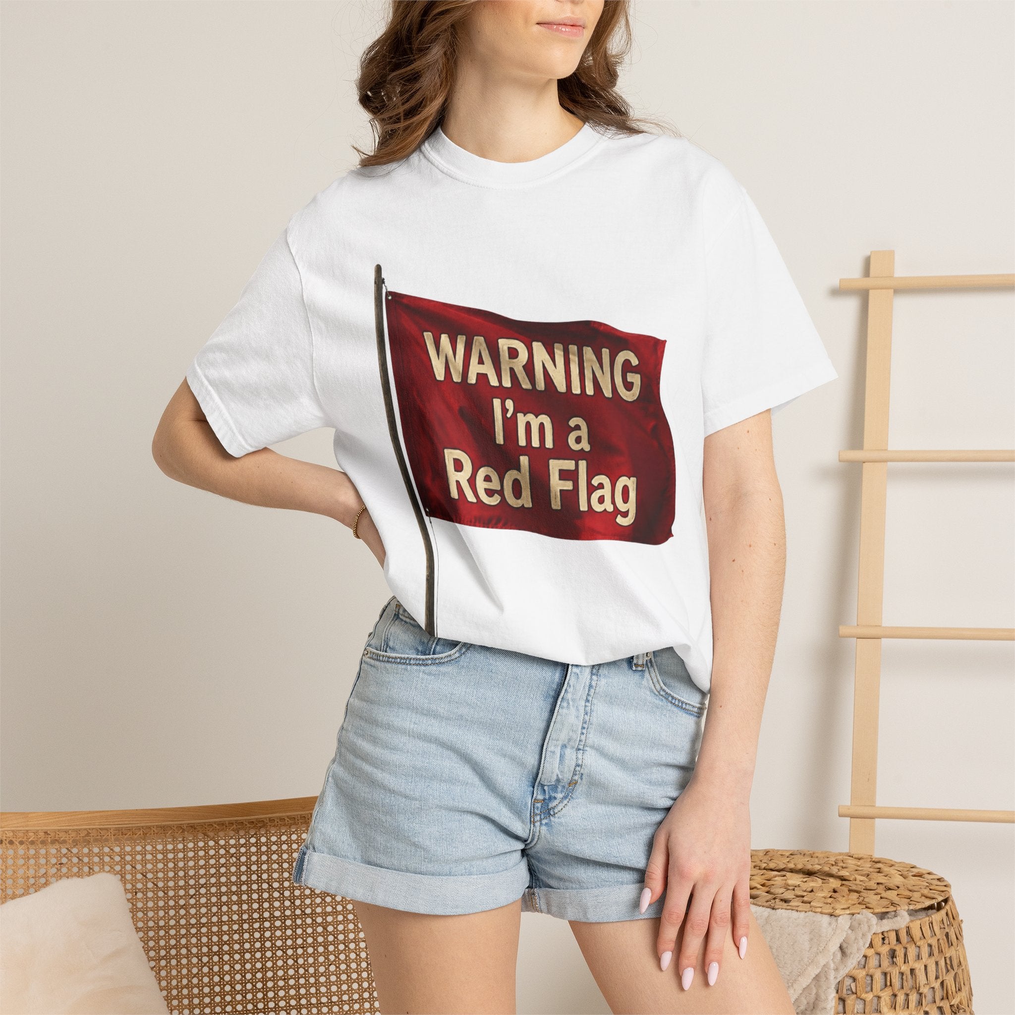 "Warning I'm A Red Flag" Unisex Garment-Dyed Tee