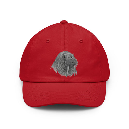 Color: Red | Pencil Sketch Art Walrus Dad Hat — Graphic