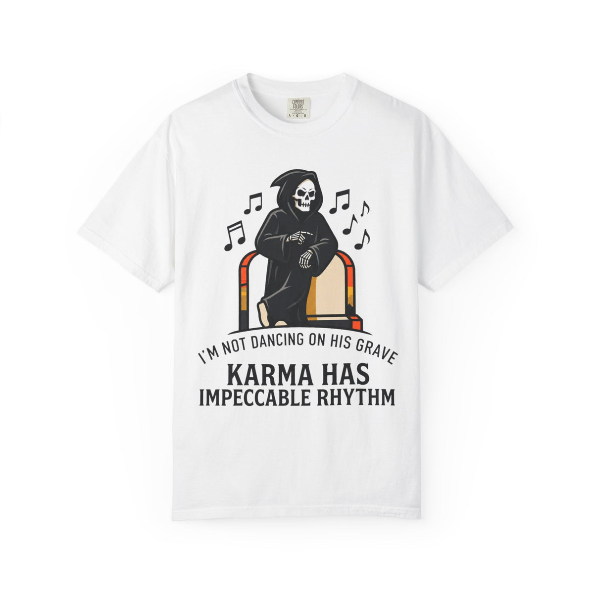Color: White | Dancing On Grave Unisex Garment-Dyed Tee