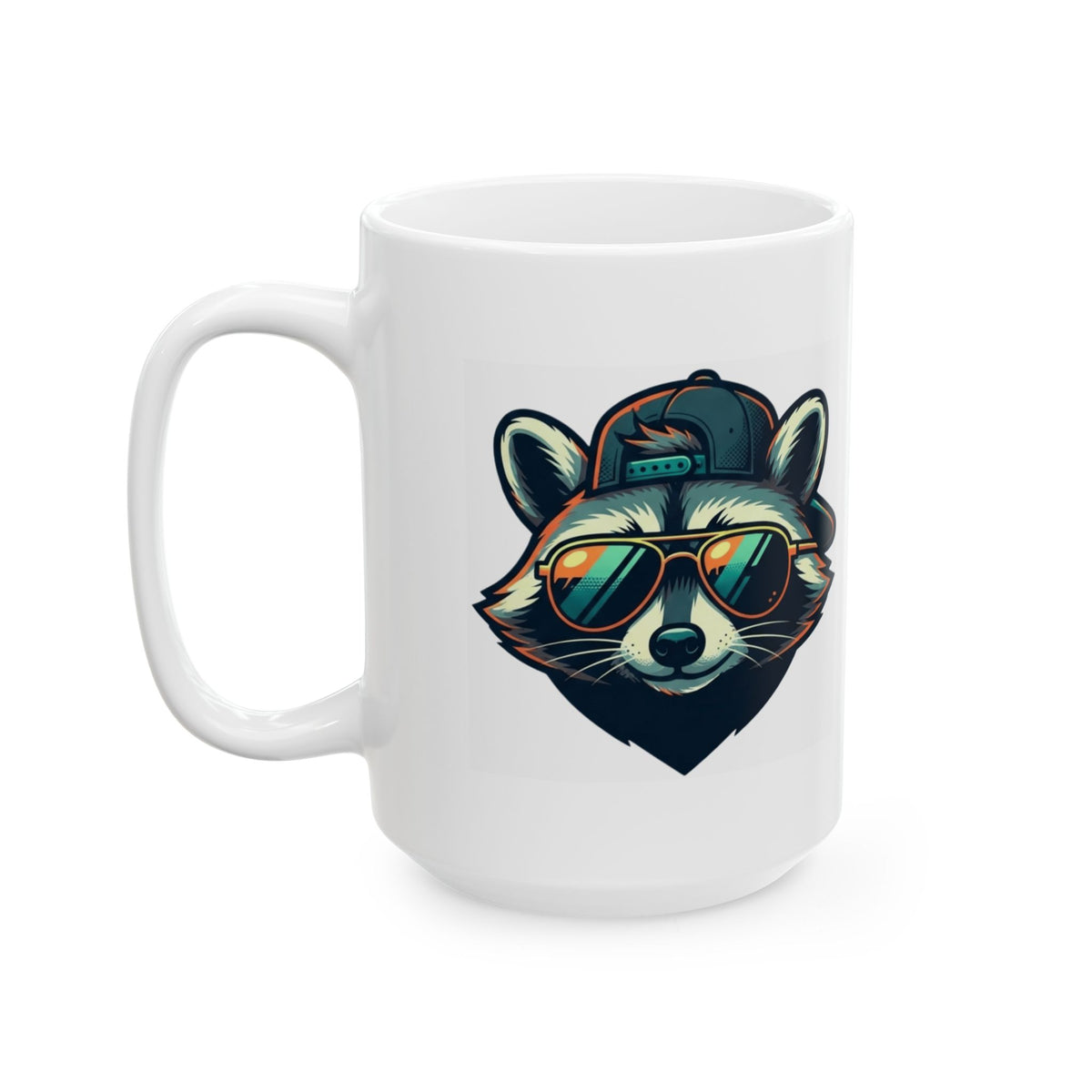 "Raccoon Energy" White Ceramic Mug — Graphic