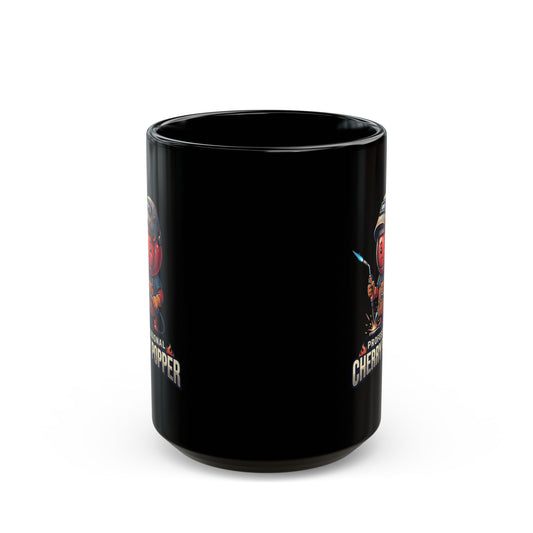 "Professional Cherry Popper" Black Ceramic Mug