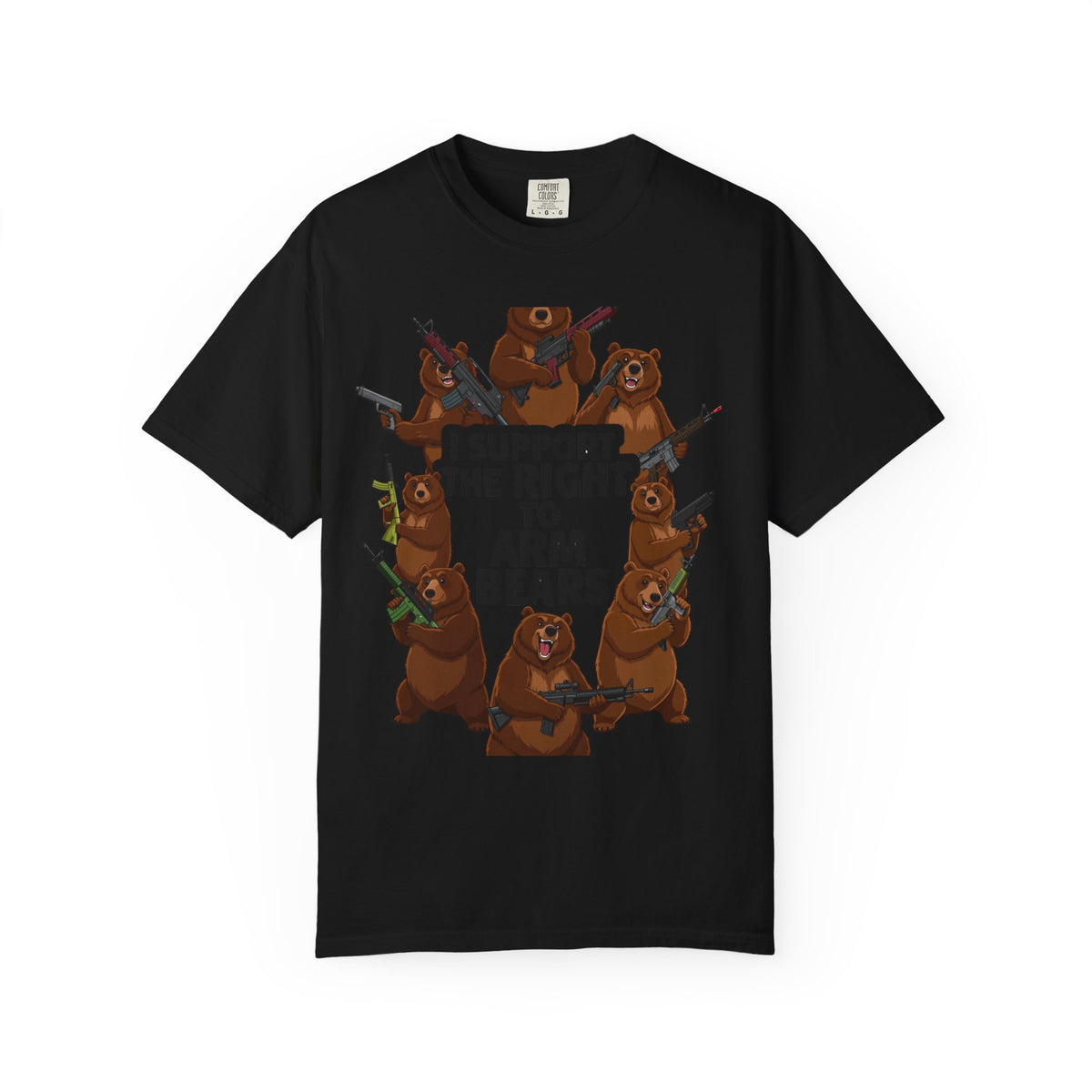 Color: Black | Arm Bears, Not People | Garment-Dyed Tee — AttitudeShirts