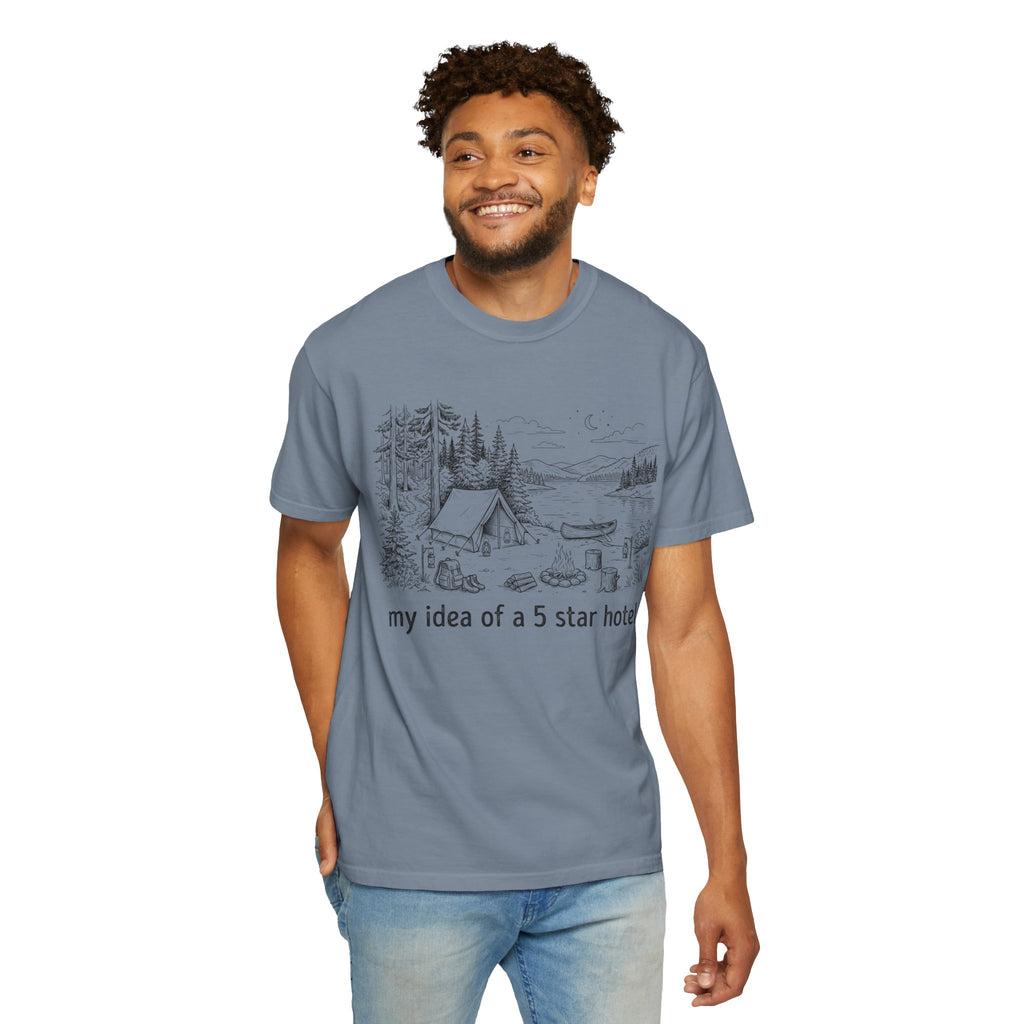 "Five Star Hotel Black Line Art" Unisex Garment-Dyed Tee