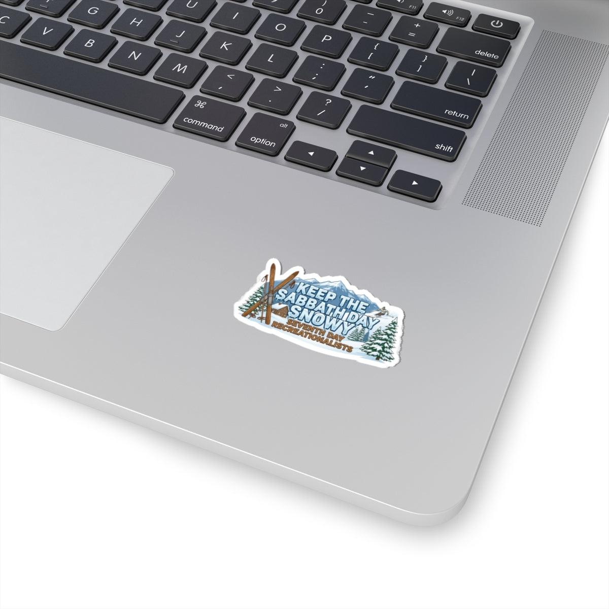 Ski Sabbath: My Church Has Powder | Kiss-Cut Sticker — AttitudeShirts