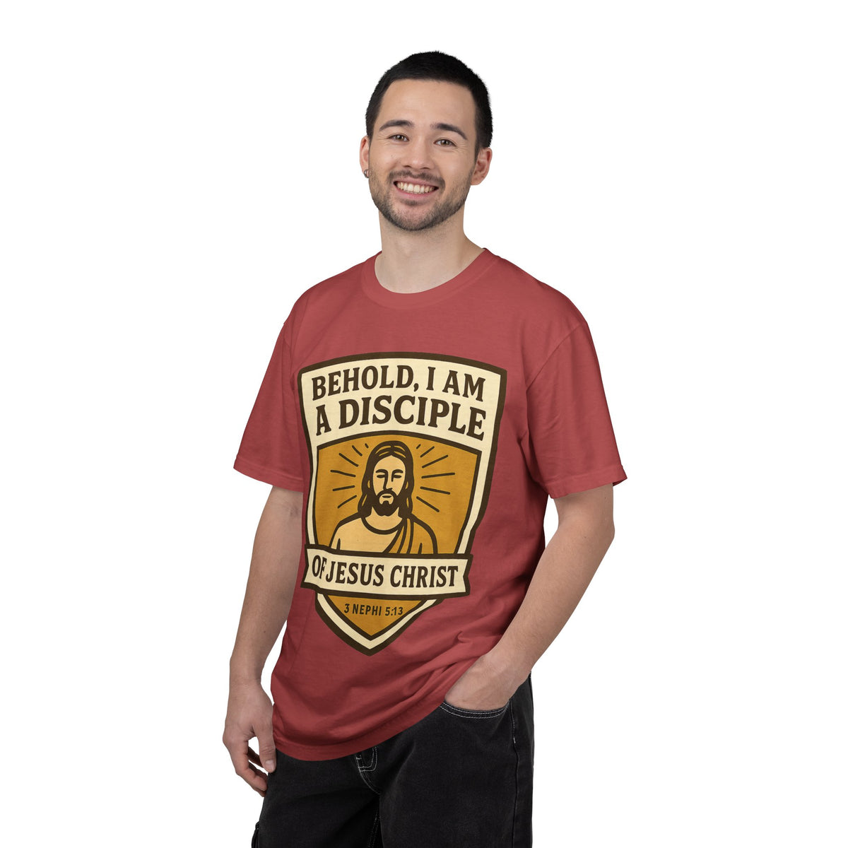 Color: Crimson | Behold, I am a Disciple of Jesus Christ Unisex Garment-Dyed T-shirt