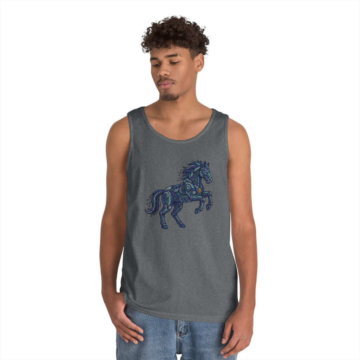 Color: Graphite Heather | Cyber Mustang Tank Top