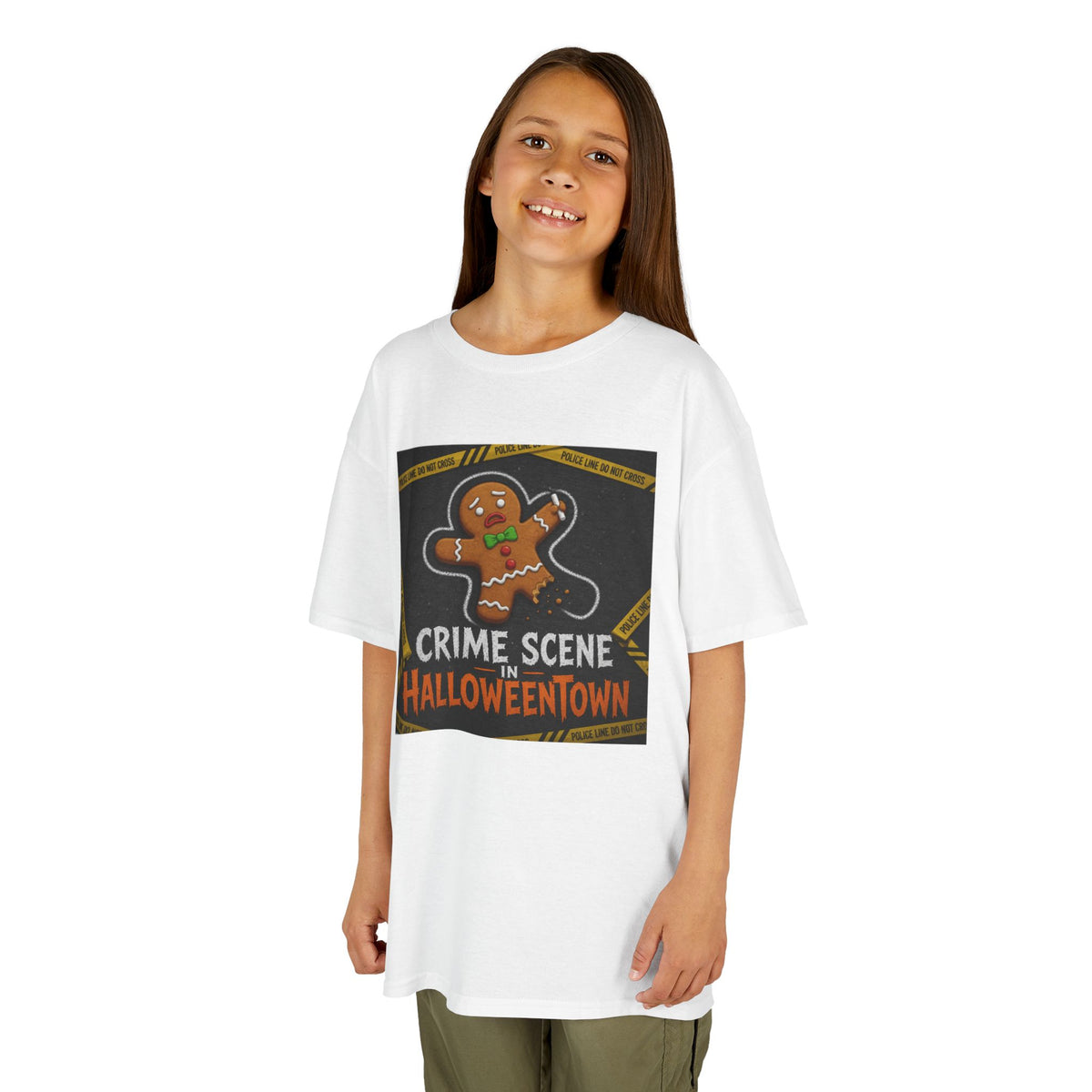 Color: White | Crime Scene in Halloweentown Kids Tee