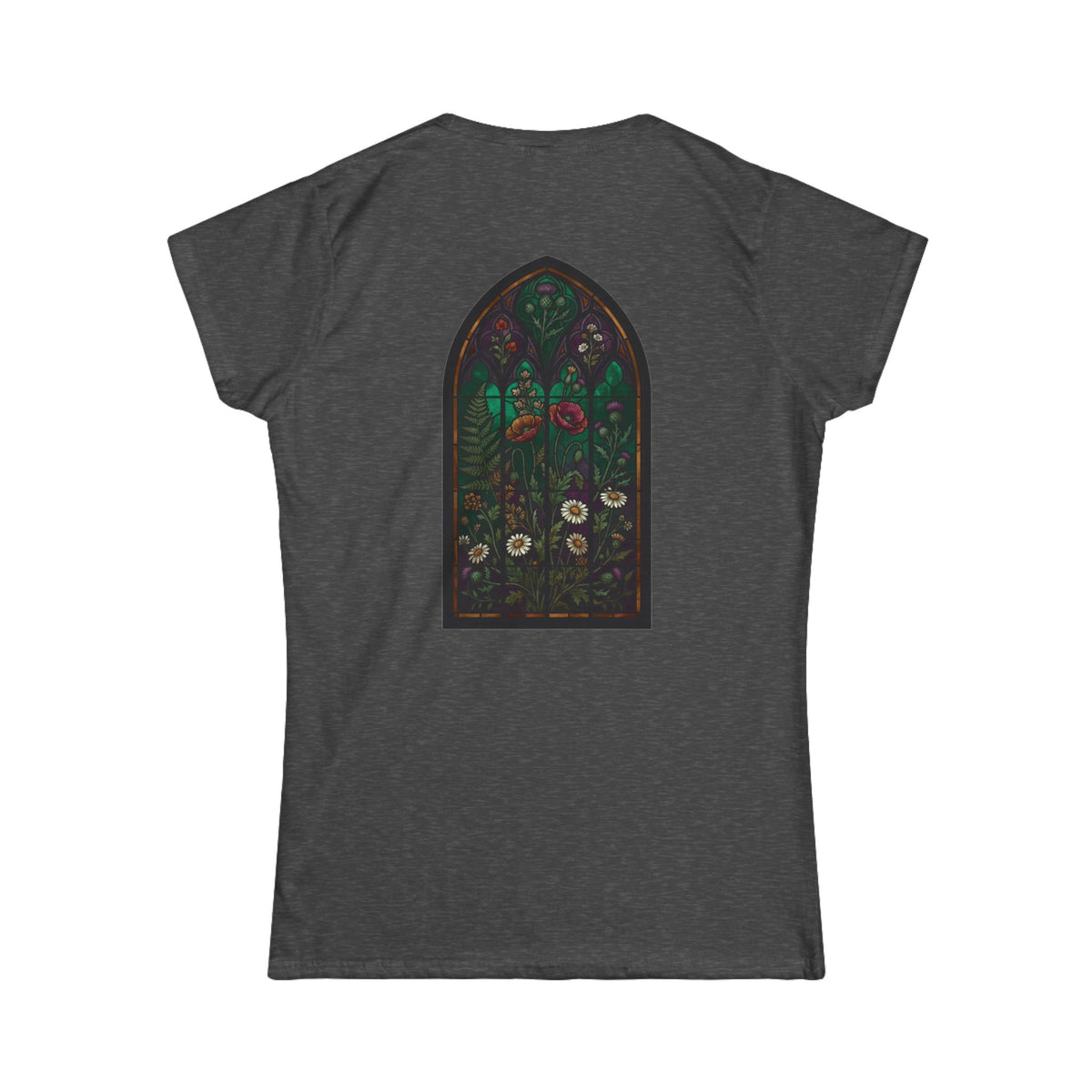 Color: Dark Heather | Stained Glass Floral Women's Tee