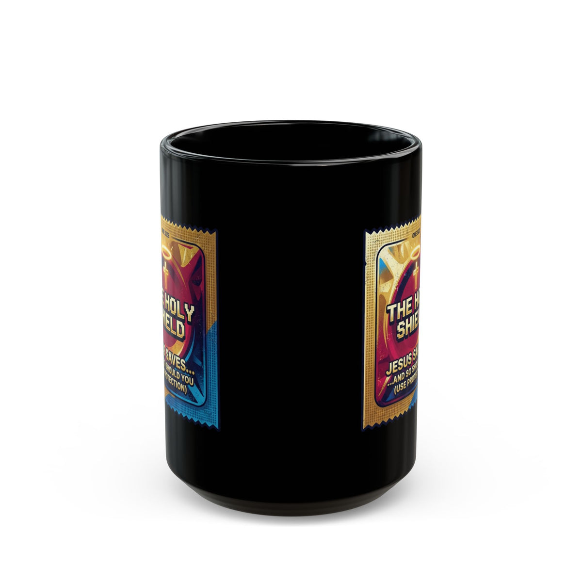 "Good Book Series The Holy Shield" Black Ceramic Mug