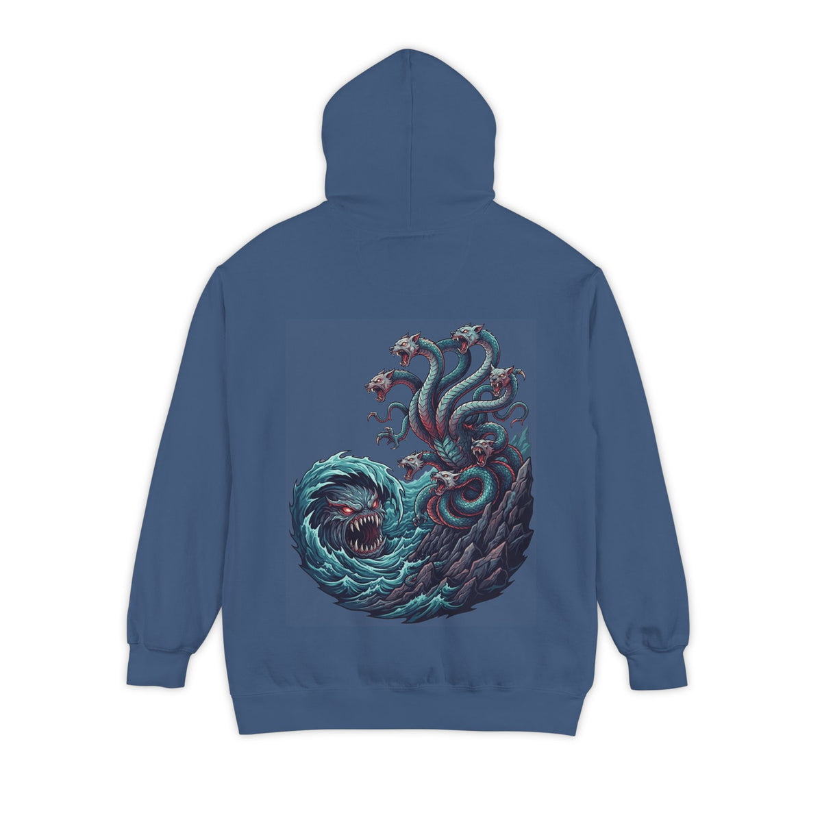 Color: True Navy | Charybdis and Scylla (Greek Mythology) Garment-Dyed Hoodie