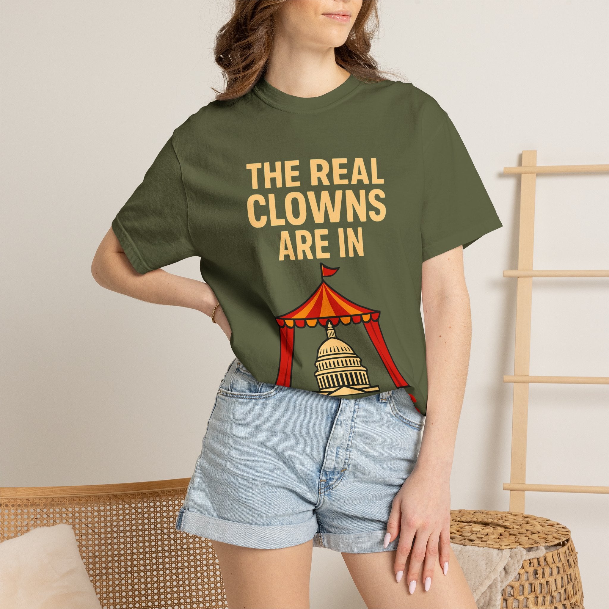 "The Real Clowns Are In Congress" Unisex Garment-Dyed T-shirt