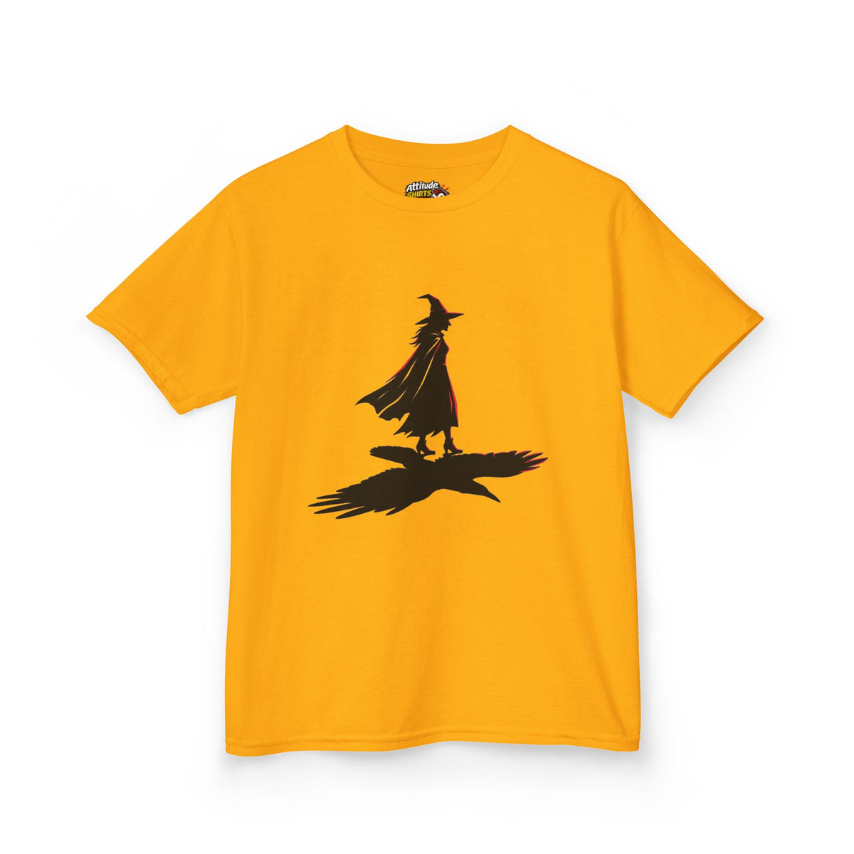 Color: Gold | Witch With Raven Shadow Kids Tee