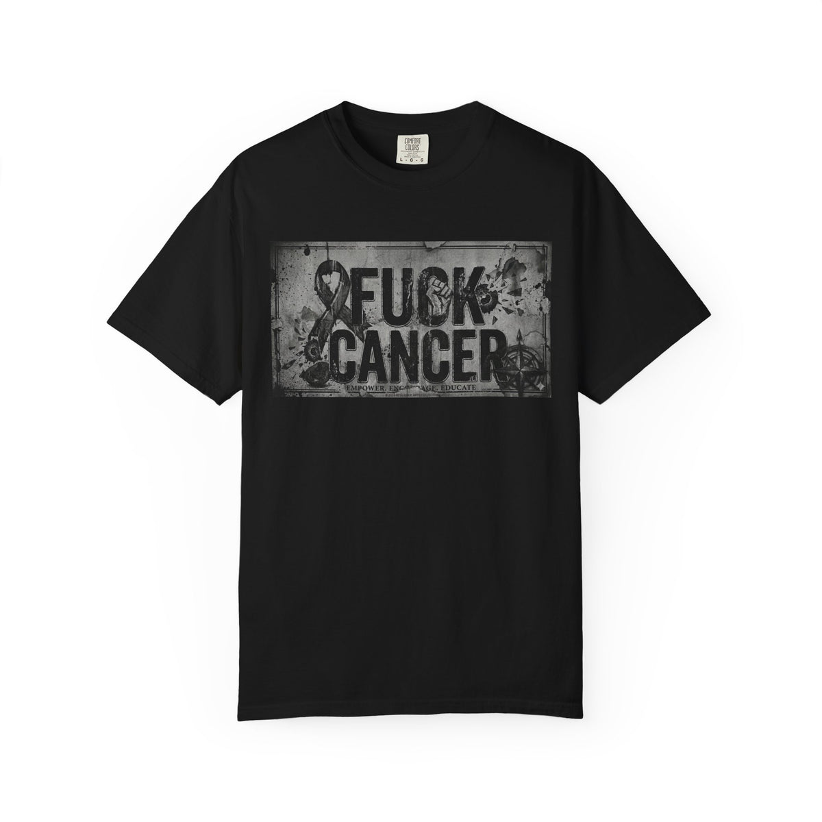 Color: Black | Cancer Can Fuck Right Off | Garment-Dyed Tee — AttitudeShirts