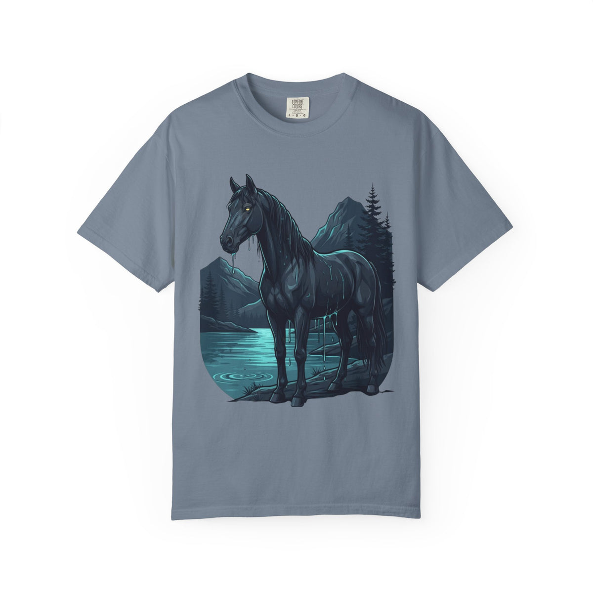 Color: Blue Jean | Kelpie (Scottish Folklore) Unisex Garment-Dyed Tee