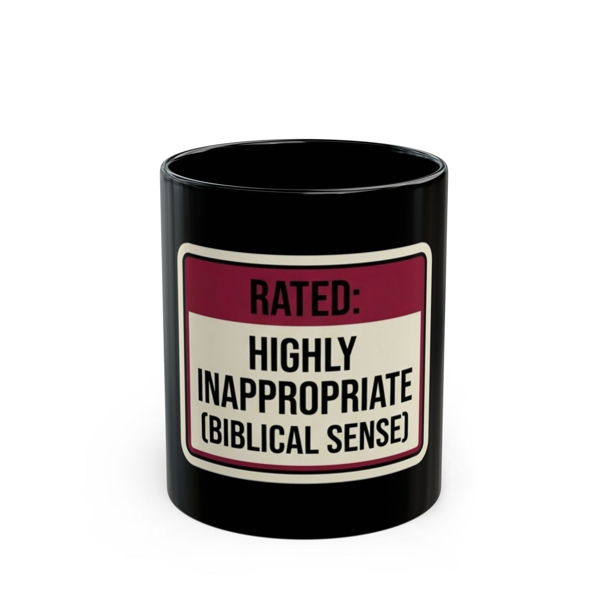 "Good Book Series Highly Inappropriate" Black Ceramic Mug