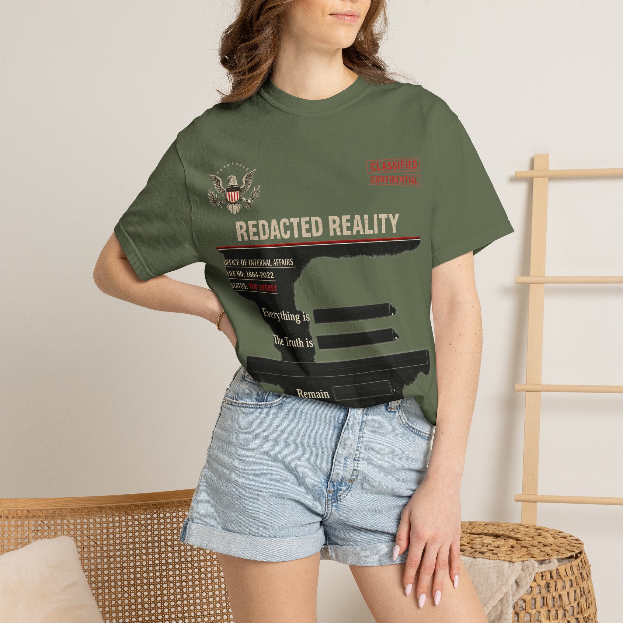 "[REDACTED] for Your Protection" Unisex Garment-Dyed T-shirt