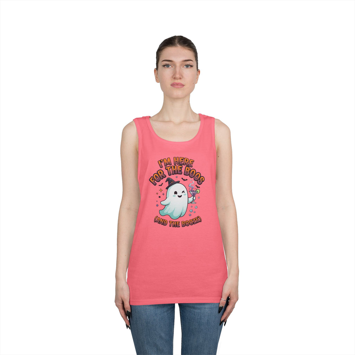 Color: Safety Pink | I'm Here For The Boos Tank Top