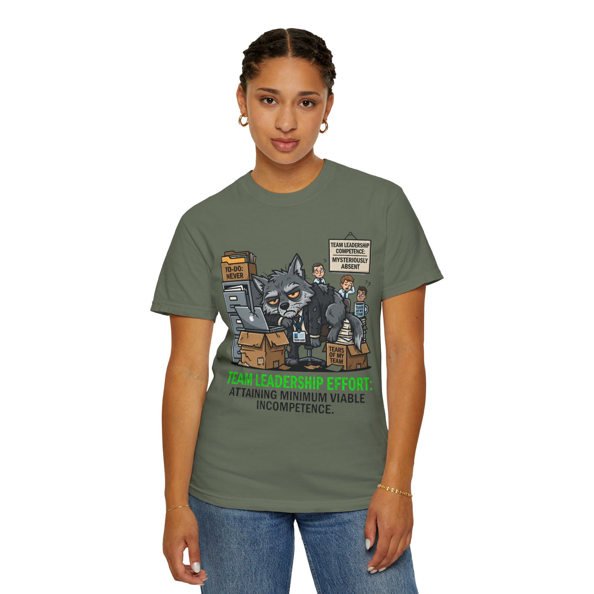 Color: Moss | Team Leadership Effort Unisex Garment-Dyed Tee