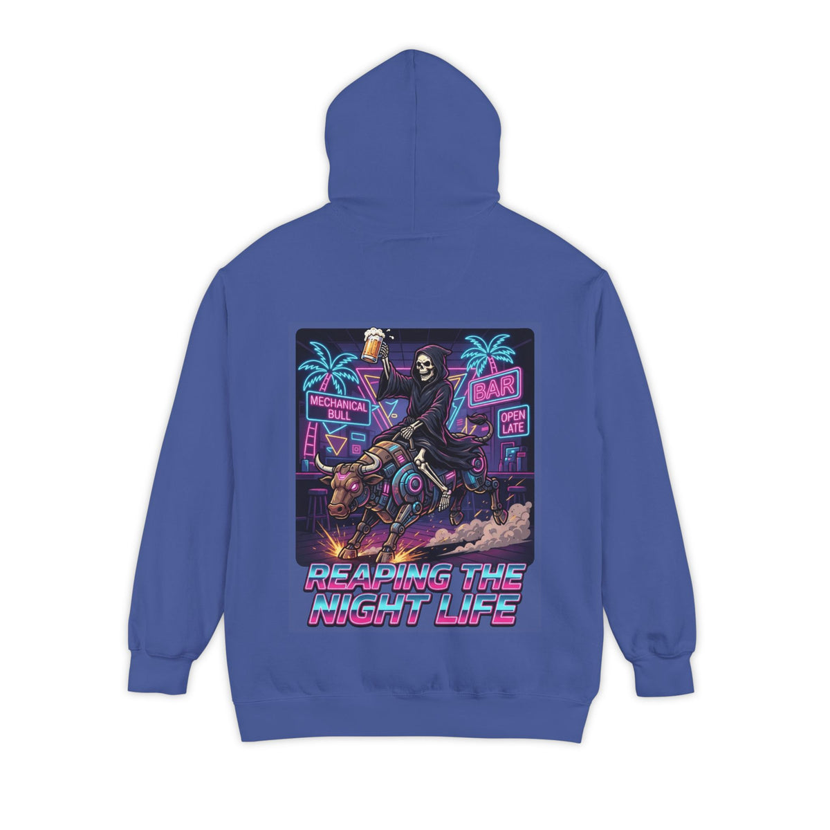 Color: Flo Blue | Reaping the Night Life Garment-Dyed Hoodie