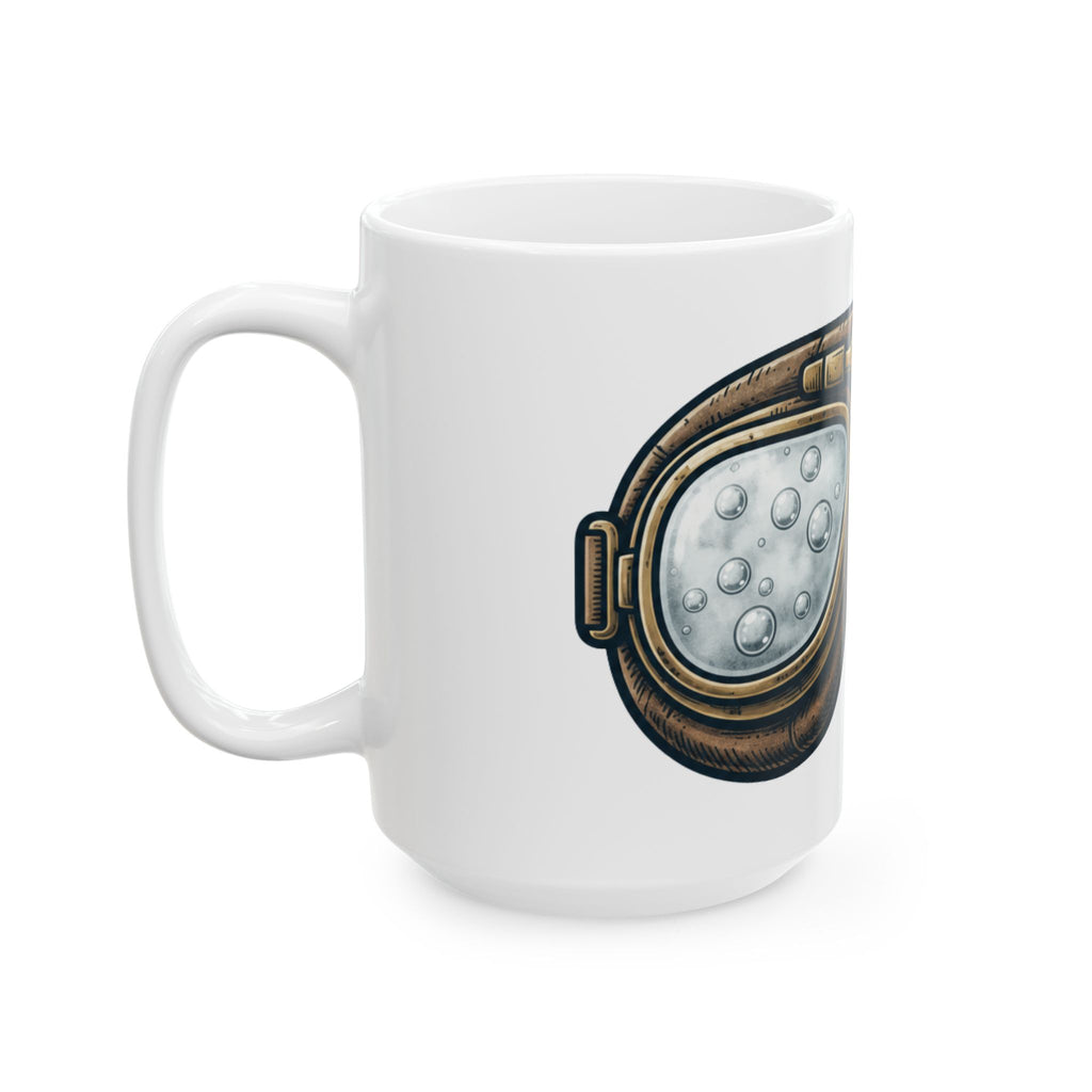 "Foggy Goggle Brewing" White Ceramic Mug — Graphic