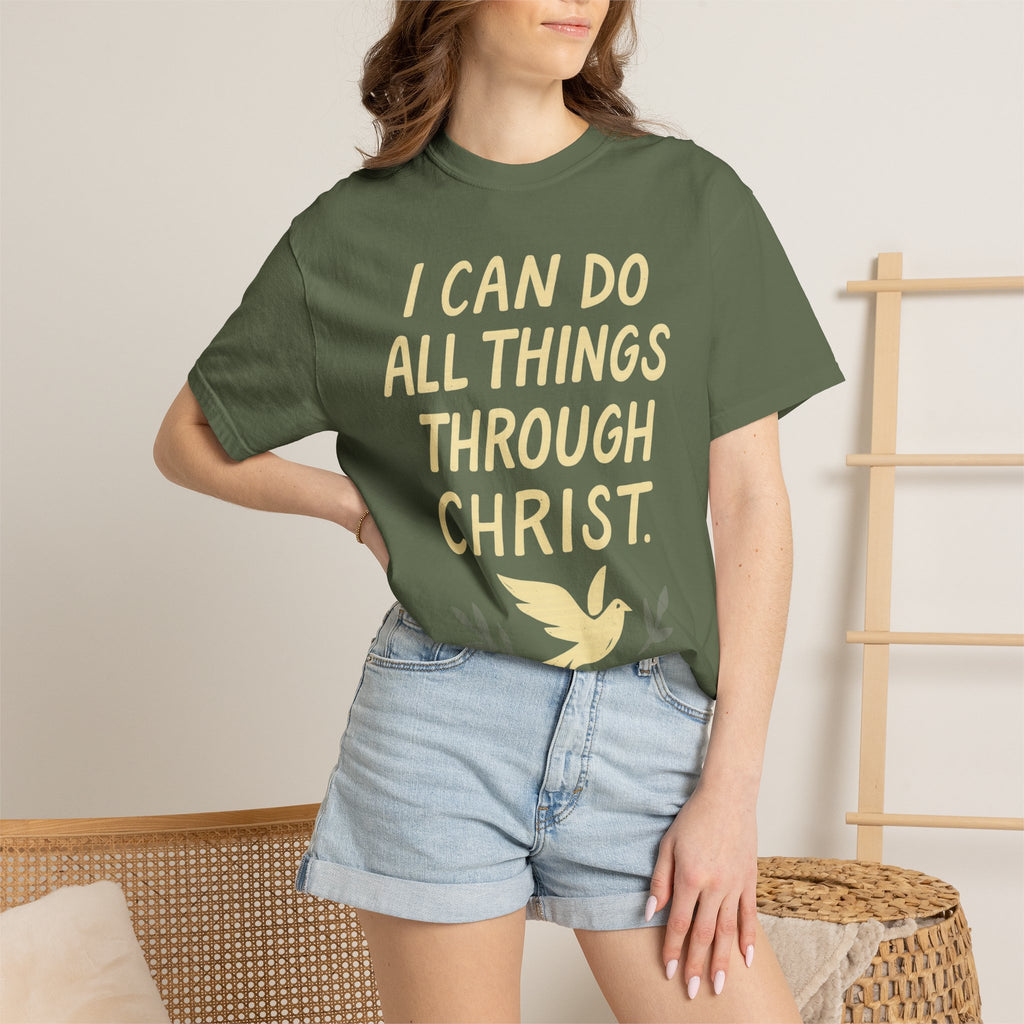 “I Can Do All Things Through Christ – Philippians 4:13” Unisex Garment-Dyed T-shirt
