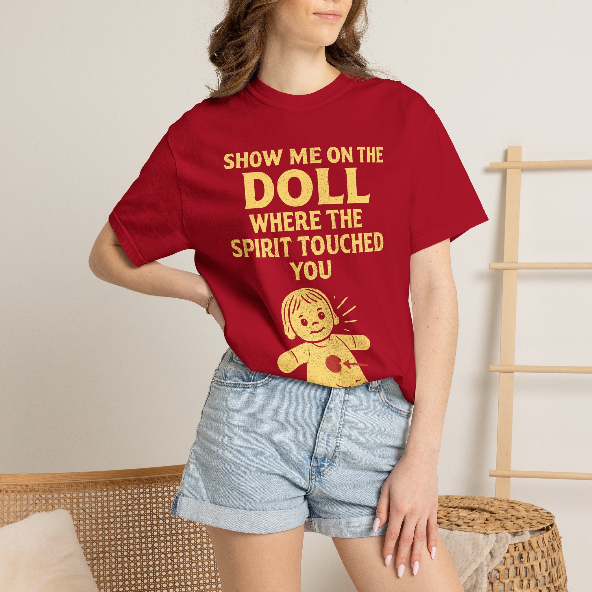 "Show Me On The Doll" Unisex Garment-Dyed T-shirt