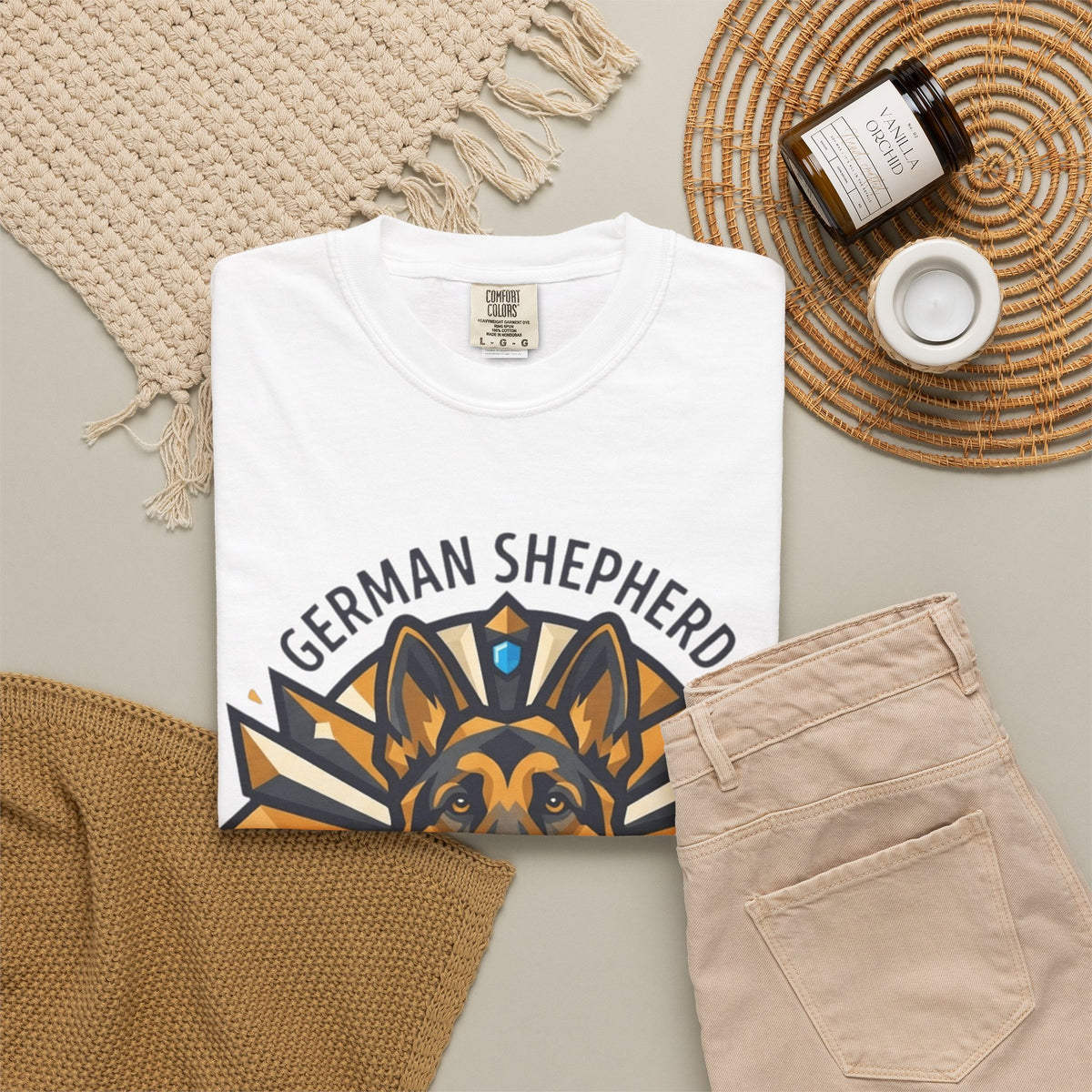"German Shepherd Guardian Loyal Brave" Unisex Garment-Dyed Tee