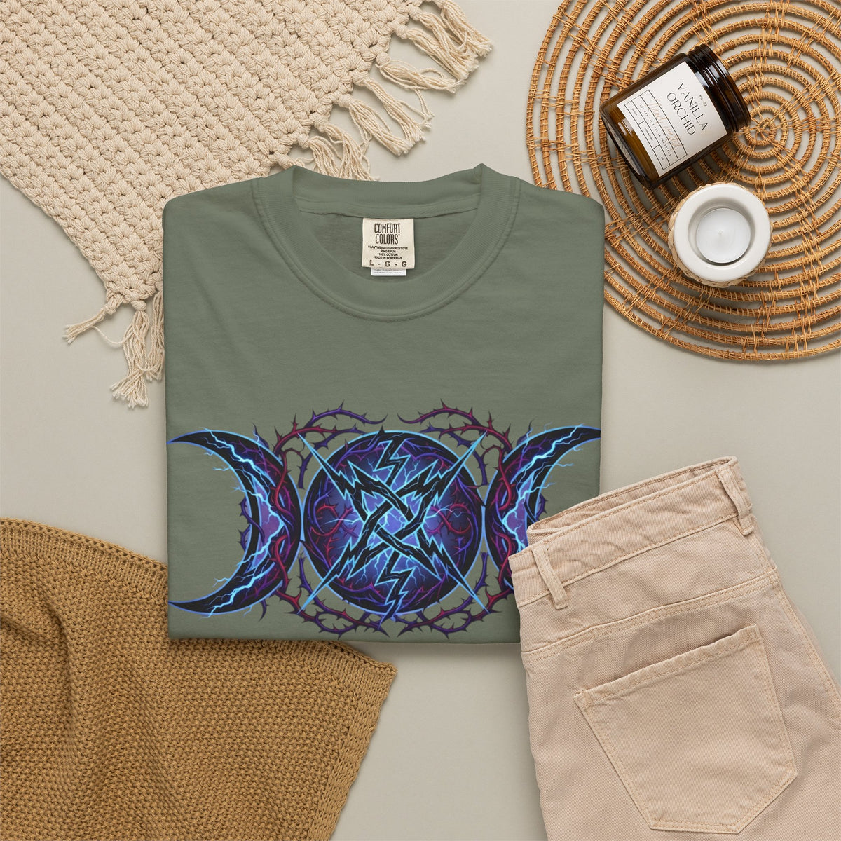 "Triple Goddess Tempest" Unisex Garment-Dyed Tee
