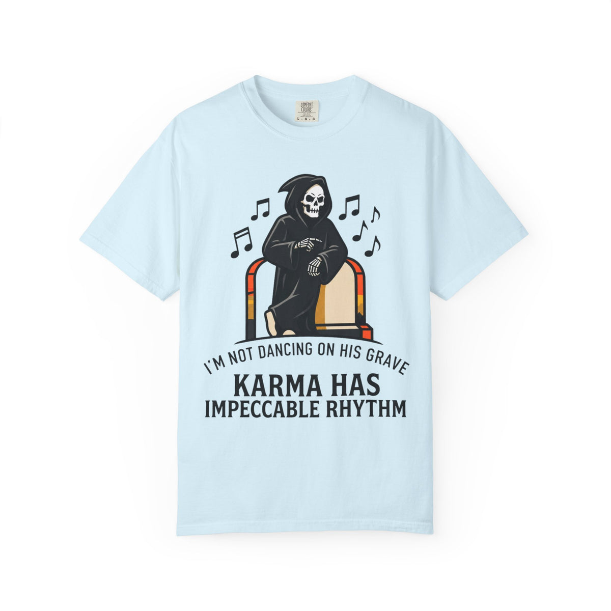 Color: Chambray | Dancing On Grave Unisex Garment-Dyed Tee