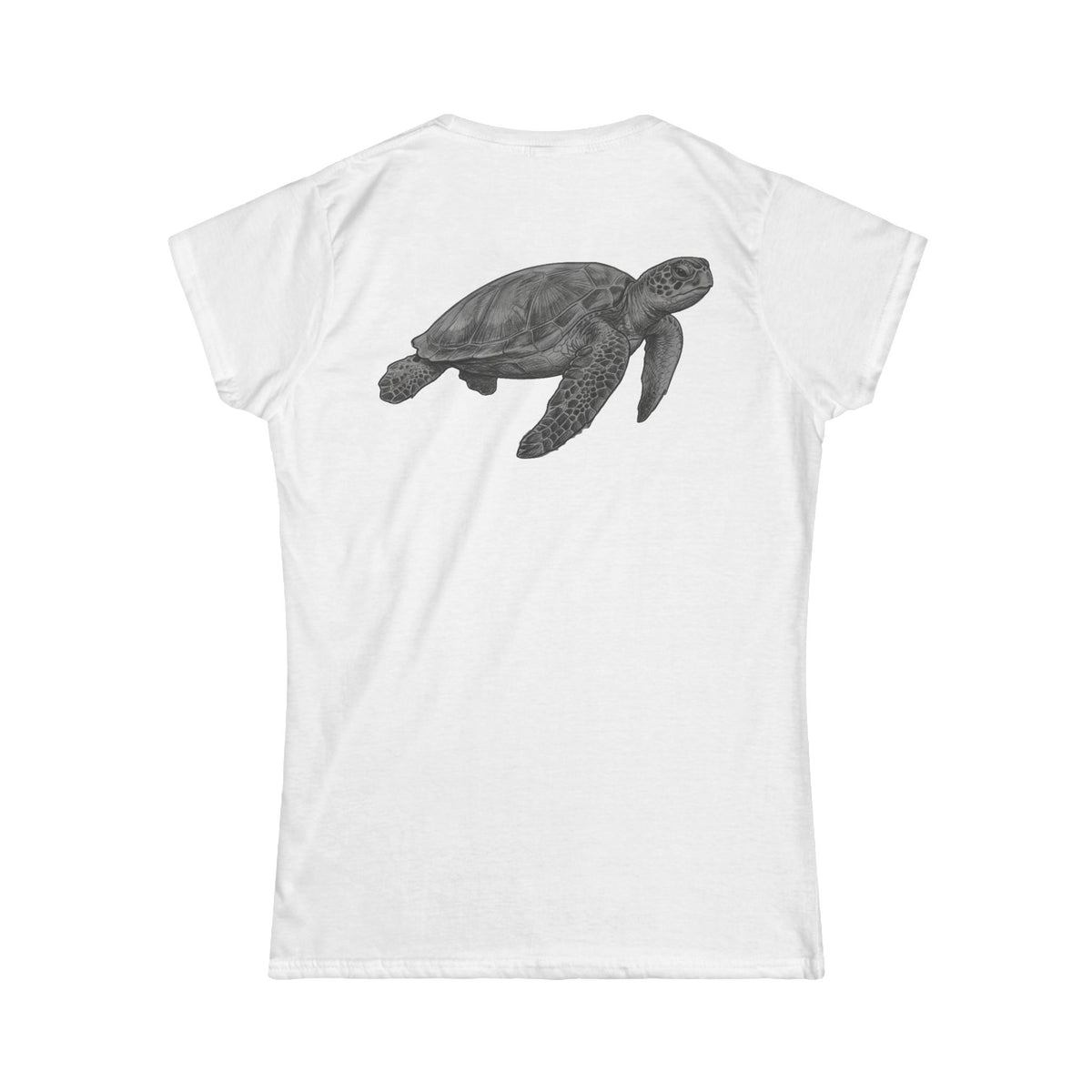 "Pencil Sketch Art Sea Turtle" Women's Tee