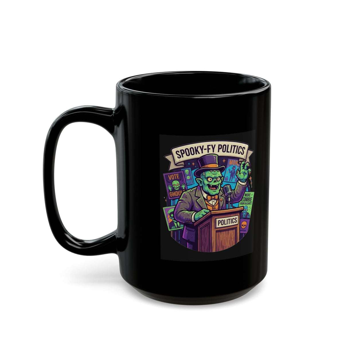 "Spooky-Fy Politics" Black Ceramic Mug