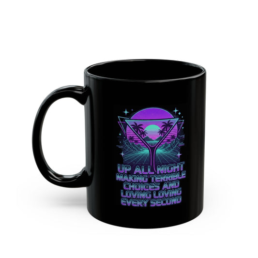 "Up All Night" Black Ceramic Mug