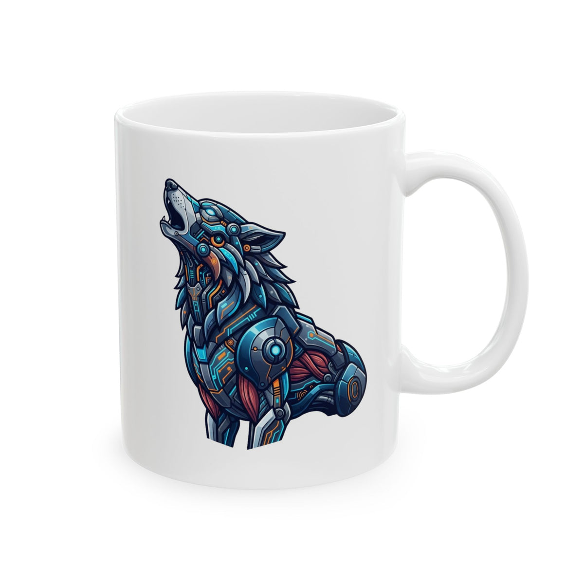 "Cyber Wolf" White Ceramic Mug