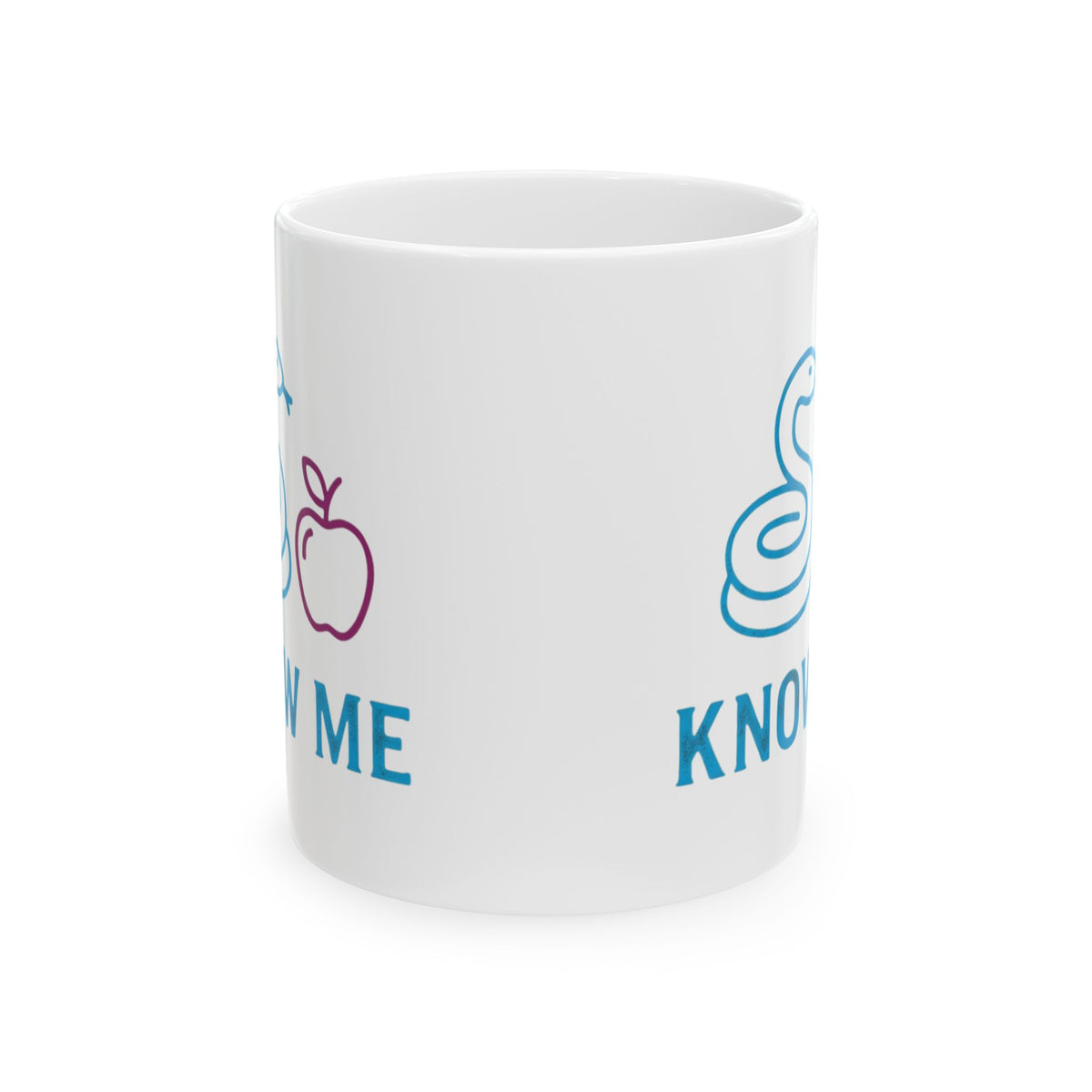 "Good Book Series Know Me In The Biblical Sense" White Ceramic Mug — Graphic