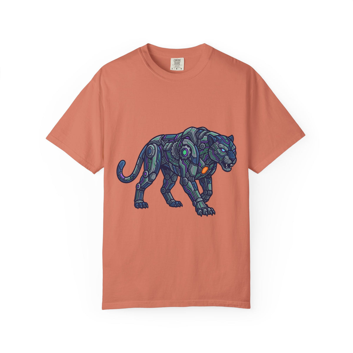 Color: Terracotta | Cyber Panther Unisex Garment-Dyed Tee