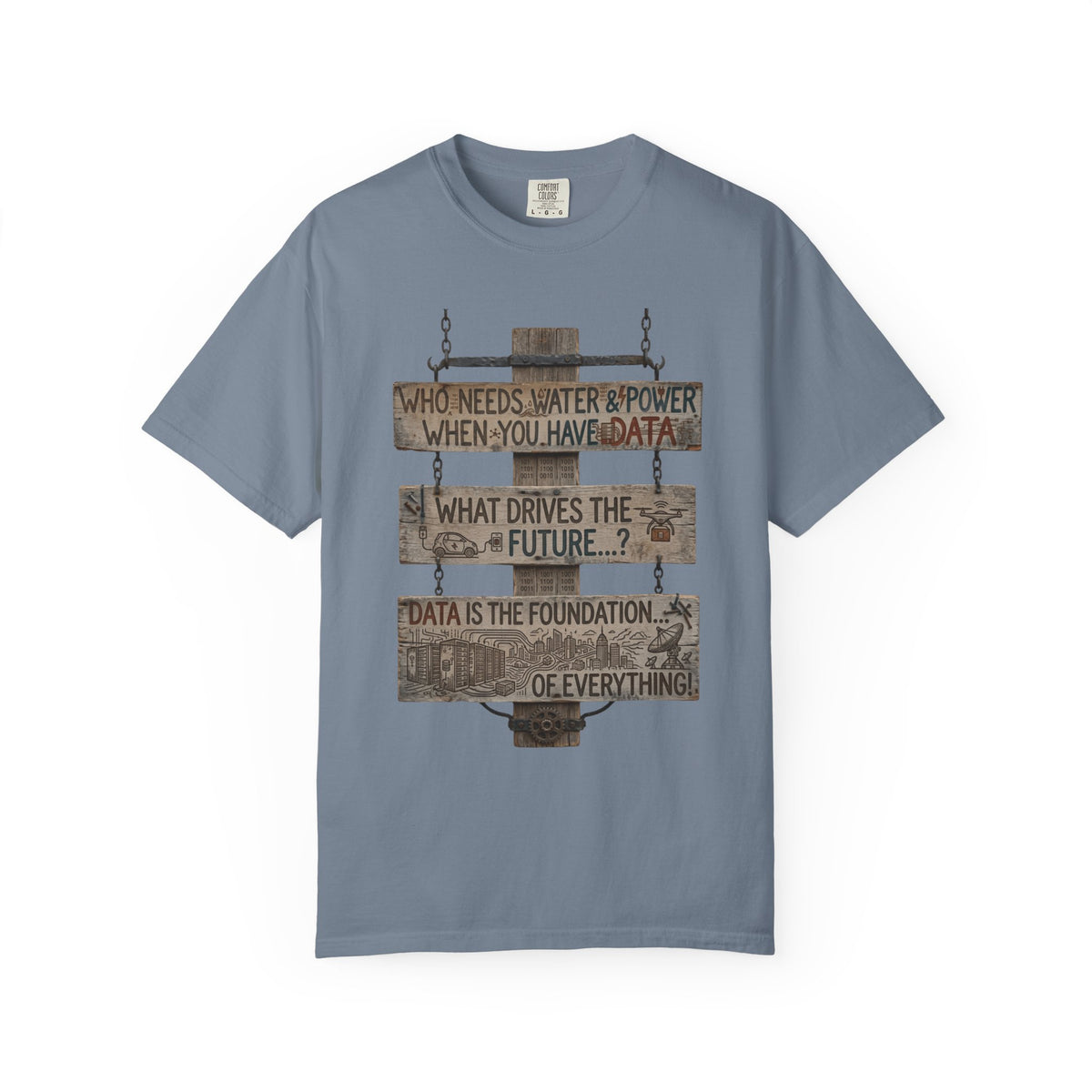 Color: Blue Jean | Who Needs Water and Power Unisex Garment-Dyed T-shirt