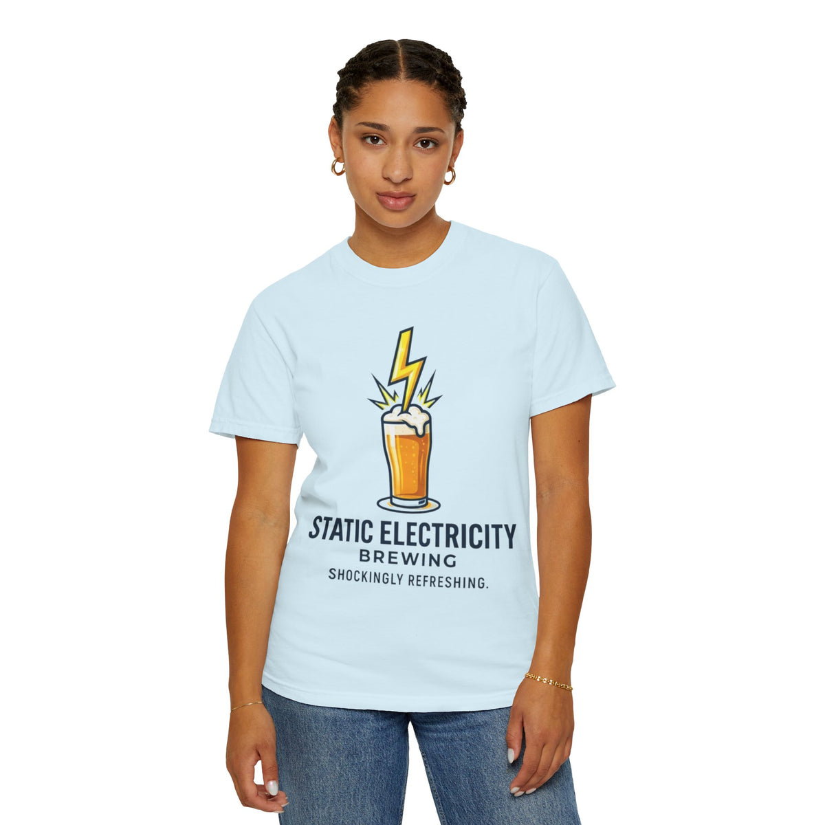 Color: Chambray | Static Electricity Brewing Unisex Garment-Dyed Tee