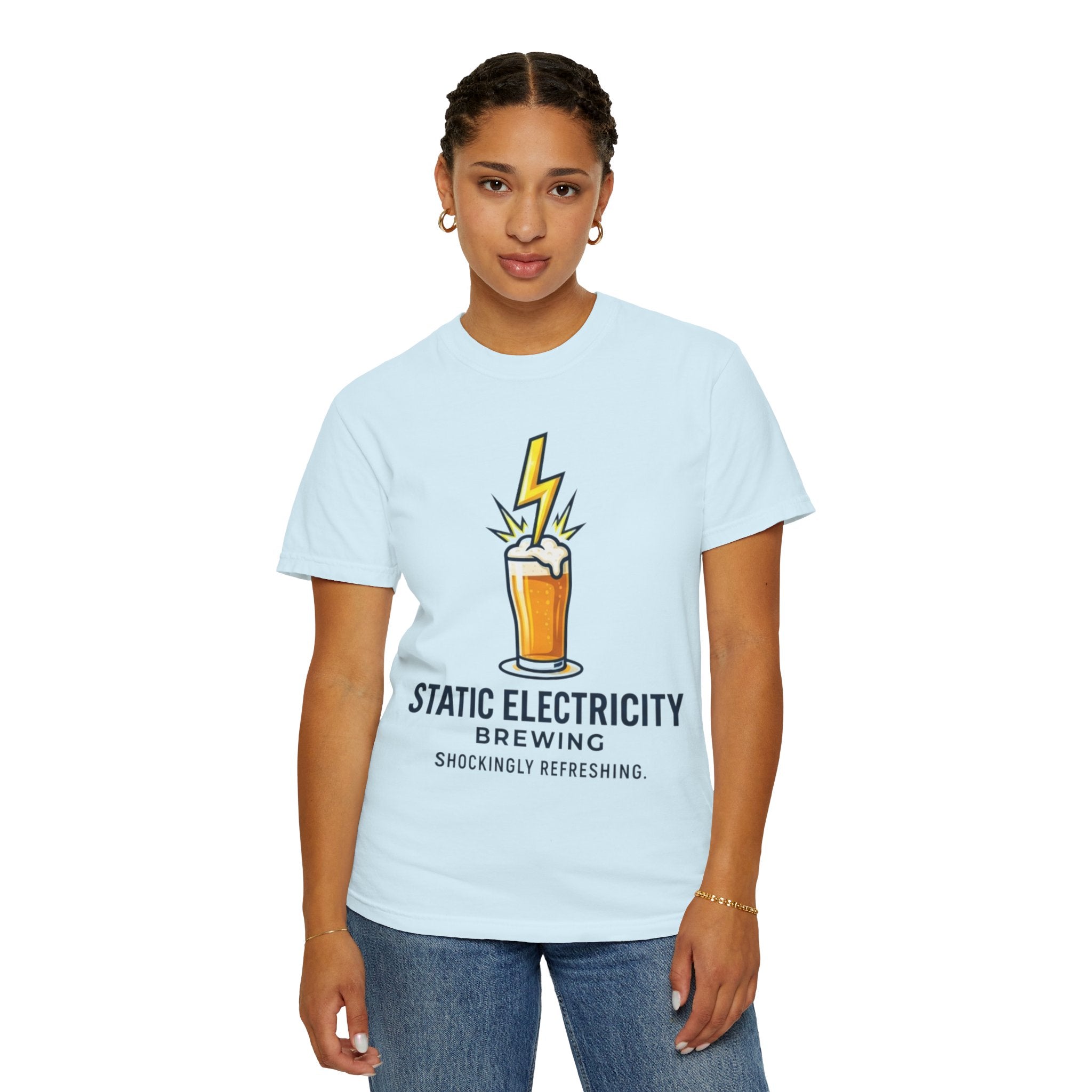 "Static Electricity Brewing" Unisex Garment-Dyed Tee