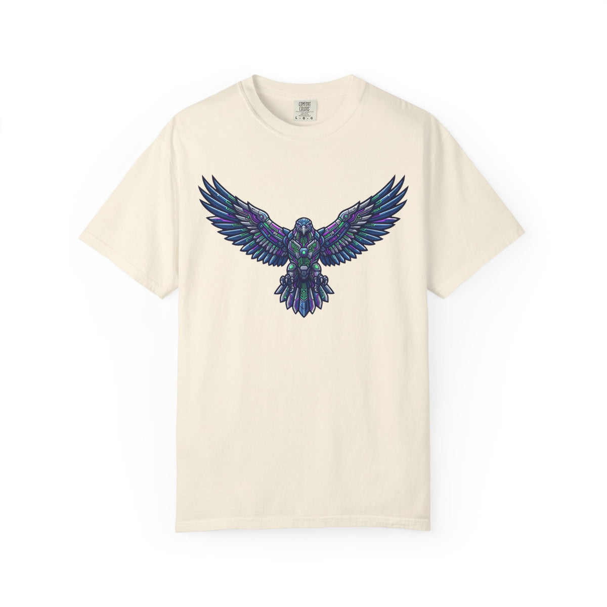 Color: Ivory | Cyber Falcon Unisex Garment-Dyed Tee