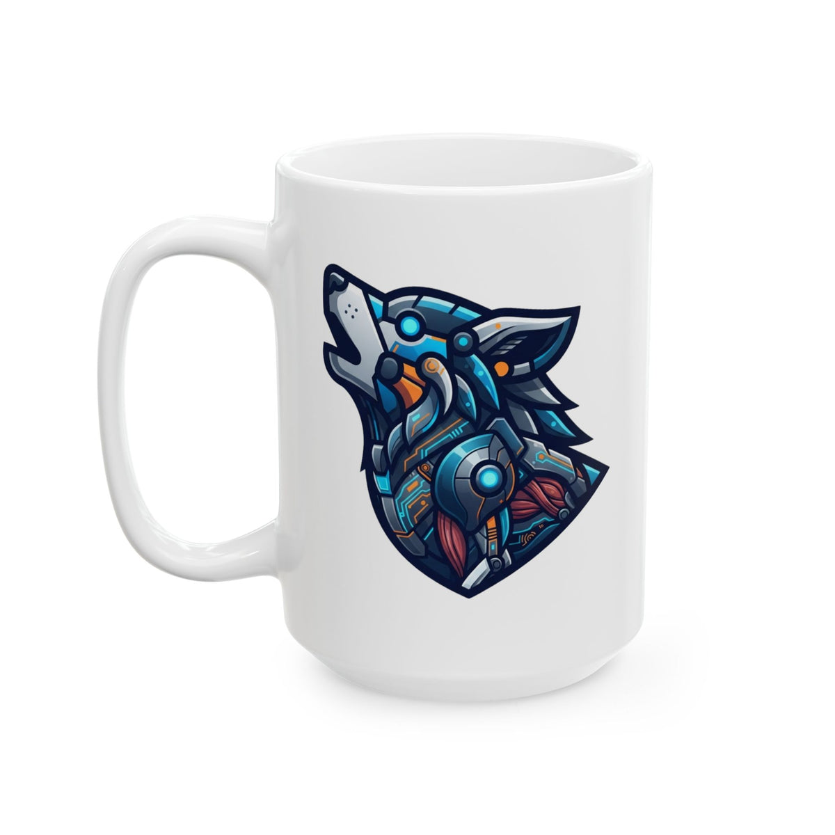 "Cyber Wolf" White Ceramic Mug — Graphic