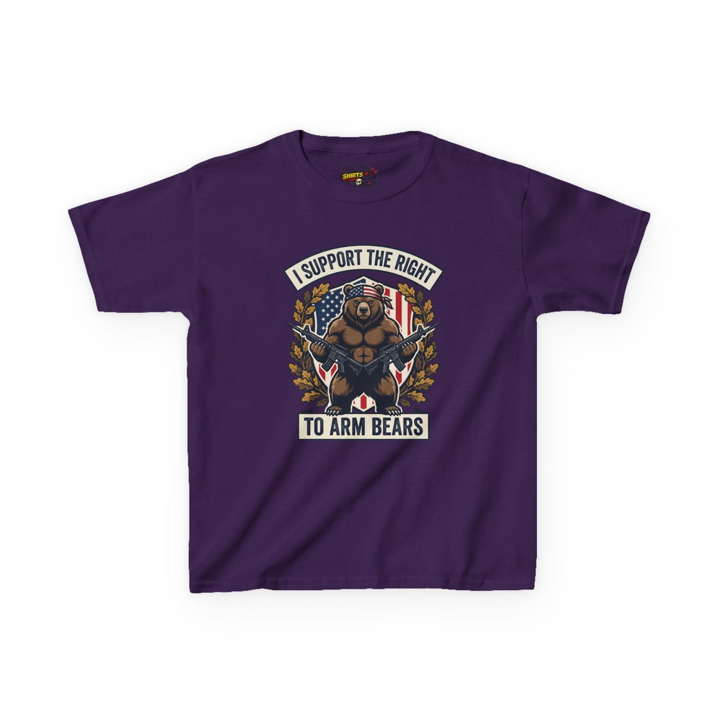 Kids T‑Shirt — "I Support The Right To Arm Bears" Patriotic Bear Graphic Tee
